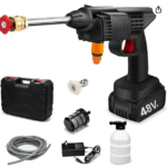 Pressure Washer Gun 48V 12000mah High Pressure Water Gun Wireless High Pressure Washer Water Spray Gun for Car Wash Bike Washing Cleaning (Electric car wash Gun 2 Battery 2)